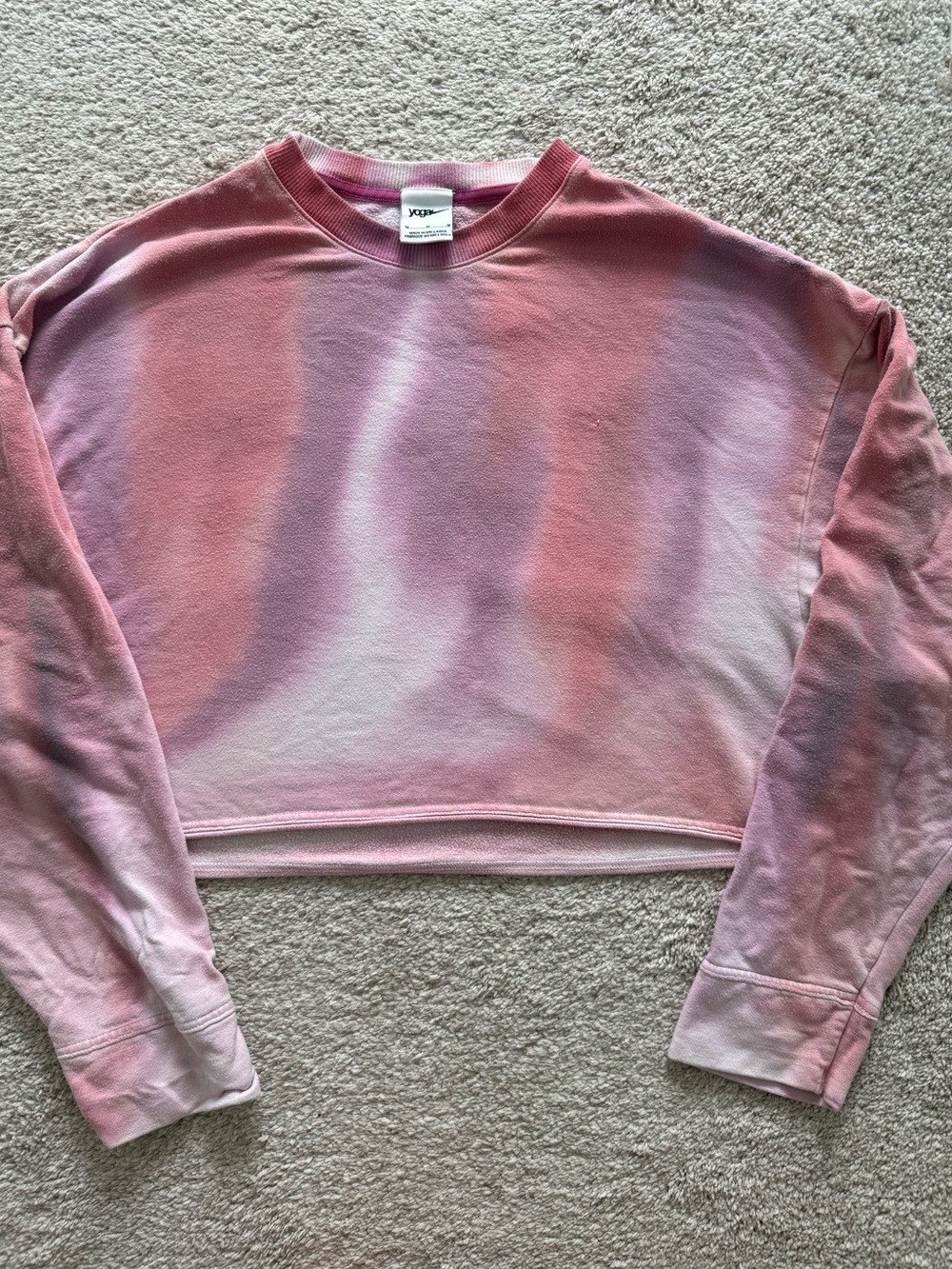 Nike Yoga Cropped Tie-Dye Sweatshirt in Pink & Lavender Gradient